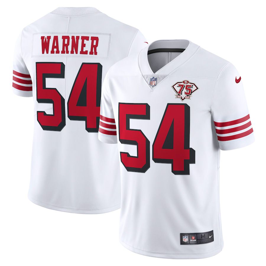 Men San Francisco 49ers #54 Fred Warner White 75th Anniversary Throwback Limited NFL Jersey->san francisco 49ers->NFL Jersey